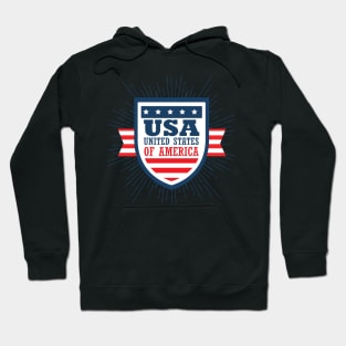 Red and blue shield with stars and USA sign over white  background. Vector illustration. Hoodie